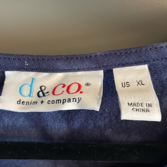 Denim & Co. French Terry Crystal Tie-Dye T-Shirt Dress Navy XL EUC - Picture 2 of 5